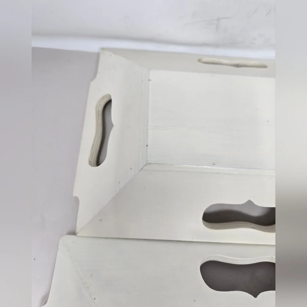 Wood Serving Trays Nesting Set Of 2 Handmade-Painted Trays Holders Decor Spring